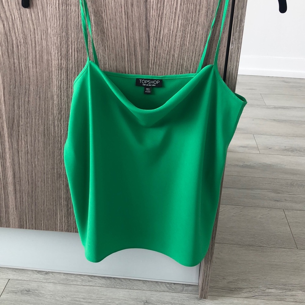 Green topshop tank with cowl front